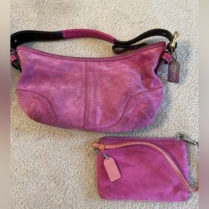 COACH Pink Suede Soho Small Hobo Bag Purse/Handbag